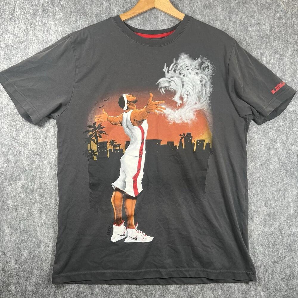 Lebron James Lion Chalk Pre Game Dri Fit Graphic T-Shirt Mens L Cavaliers